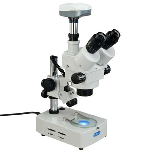 OMAX 3.5X-90X Trinocular Zoom Stereo Microscope Dual Halogen Lights + 9MP Camera