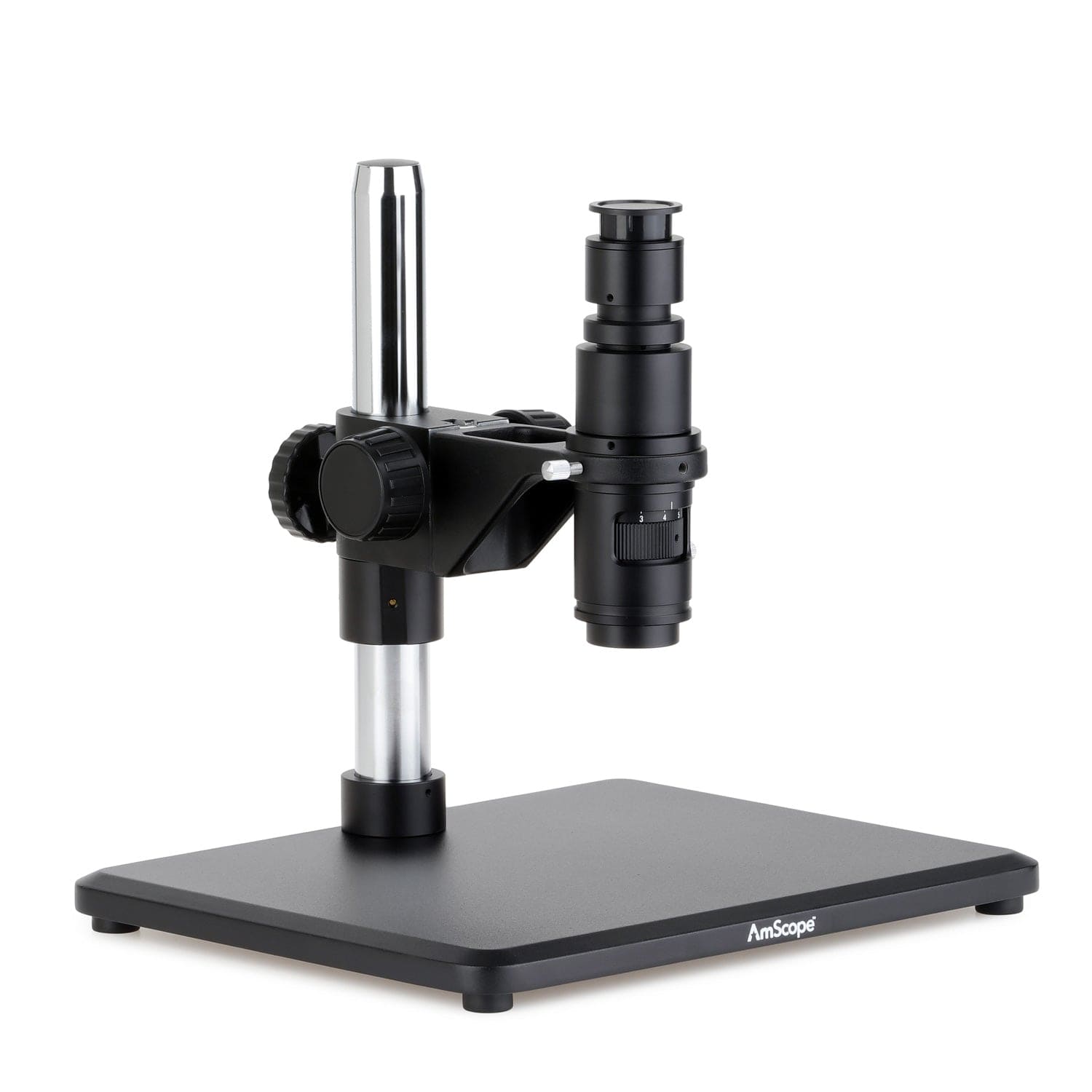 AmScope H800 Series Zoom Industrial Inspection Monocular Stereo Microscope 0.7X-5X Magnification on Pillar Stand with C-mount Lens