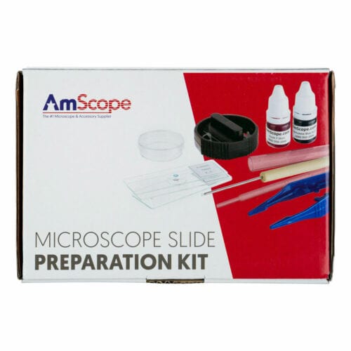 AmScope Microscope Slide Preparation Kit Including Slides, Stains