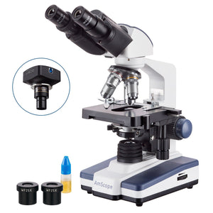 40X-2500X LED Lab Binocular Compound Microscope w/ 18MP USB3 Digital Camera and 3D Stage