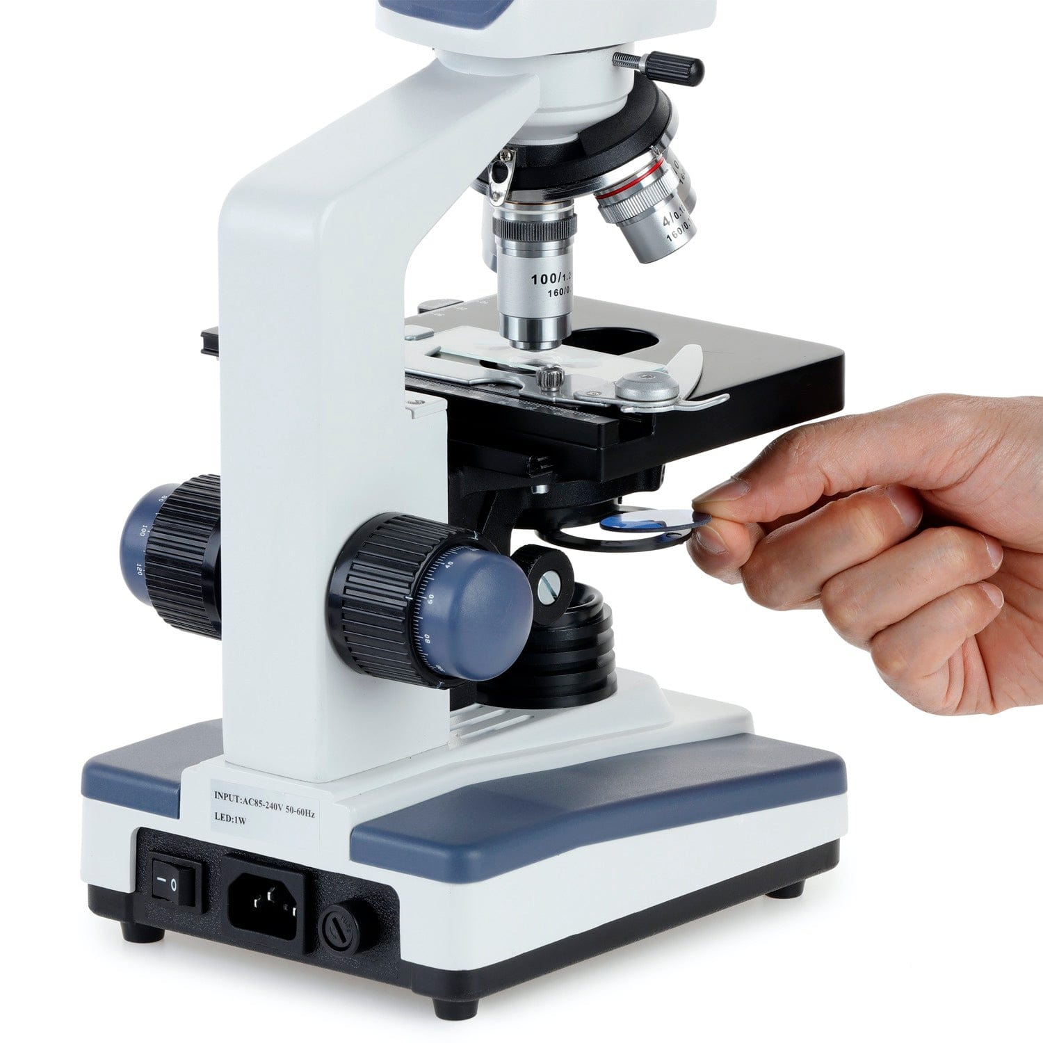 AmScope T120 Series Student and Professional Trinocular Compound Microscope 40X-2500X Magnification with LED, 3d Mechanical Stage, Siedentopf Head and