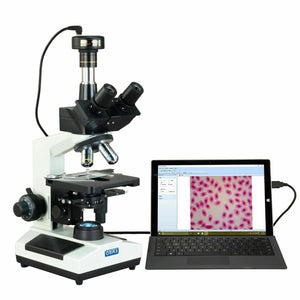 40X-2500X Phase Contrast LED Trinocular Biological Microscope + 9MP Camera