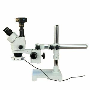 OMAX 3.5X-90X Trinocular Zoom Stereo Boom Microscope +5MP Camera +LED Ring Light