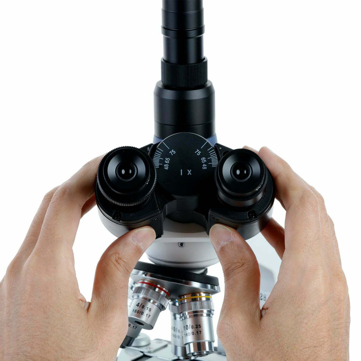 AmScope T120 Series Trinocular LED Compound Microscope 40X to 2500X Magnification with Siedentopf Head + 5MP Digital Eyepiece