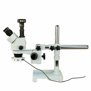 OMAX 3.5X-90X Trinocular Zoom Stereo Boom Microscope +10MP Camera+LED Ring Light