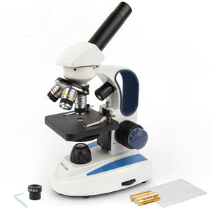 40X-1000X Cordless LED Metal Frame Microscope with Course and Fine Focus