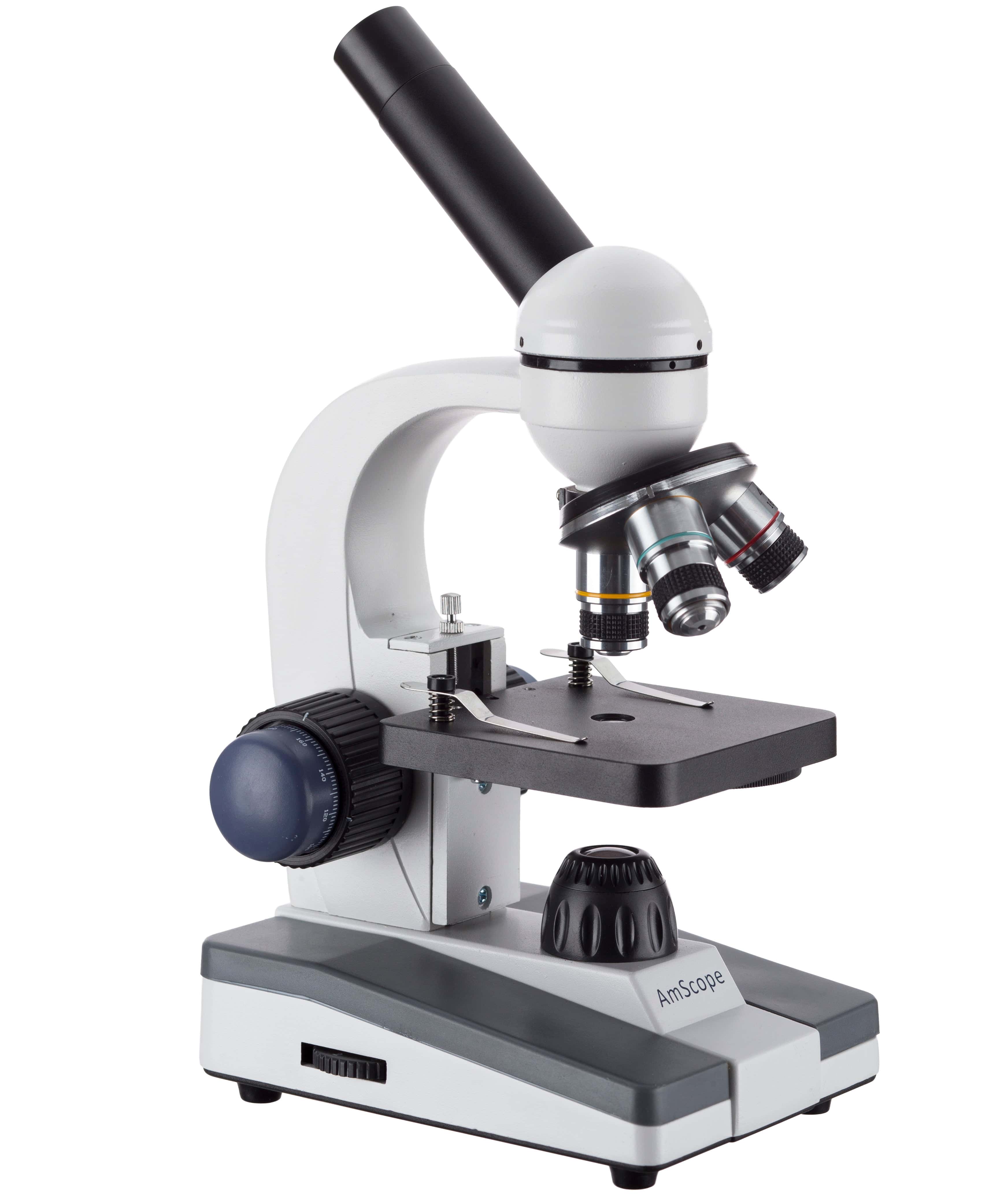 AmScope M150 Series Portable Student Monocular Compound Microscope 40X-1000X Magnification with LED and 25 Prepared Slides
