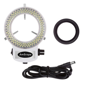 144 LED Intensity-adjustable Ring Light for Stereo Microscopes with White Housing