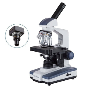 AmScope M620 Series Monocular LED Compound Microscope 40X-2500X Magnification With 9MP USB 2.0 C-mount Camera