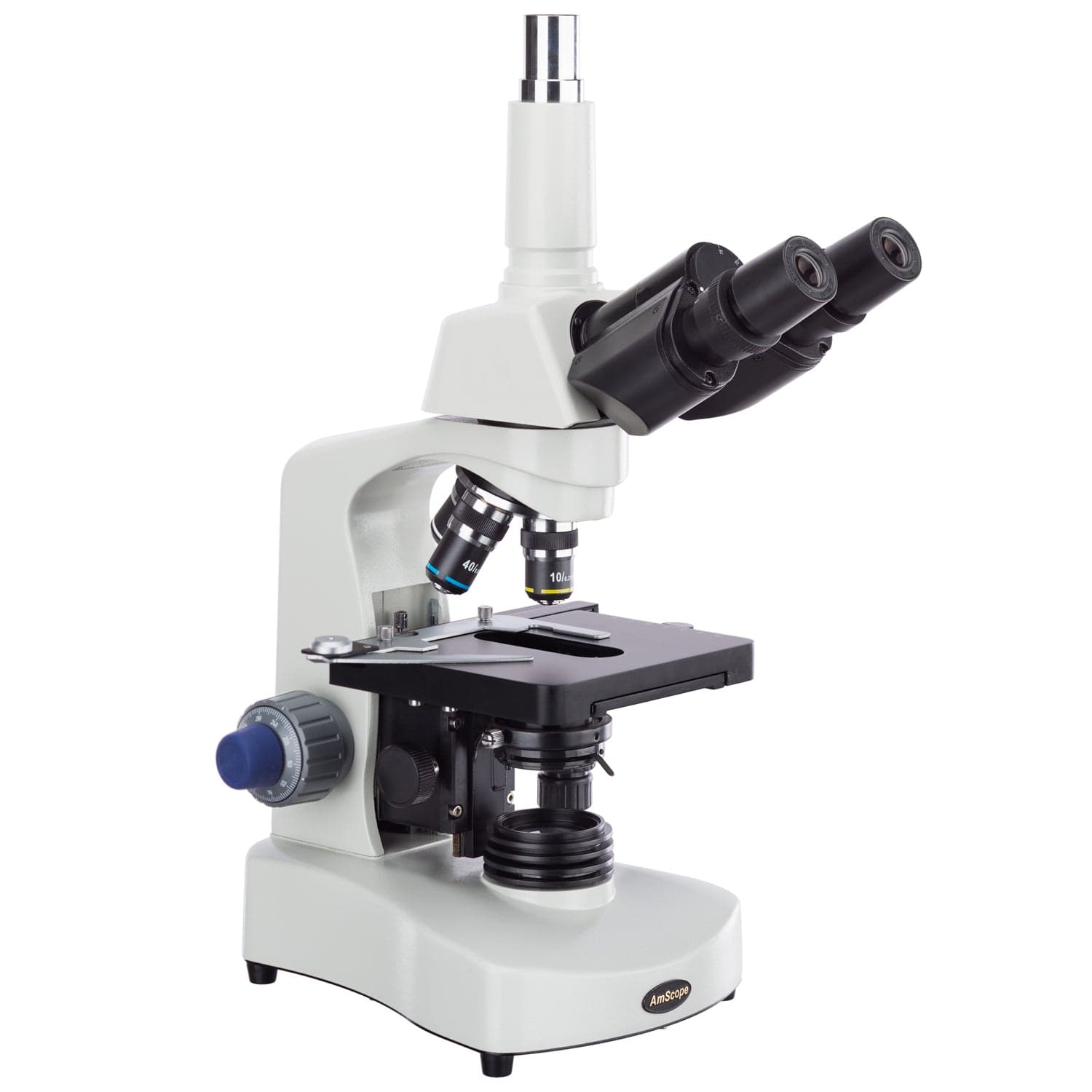 AmScope T340 Series Trinocular Compound Microscope 40X-2000X Magnification with 3W LED, 3D Mechanical Stage