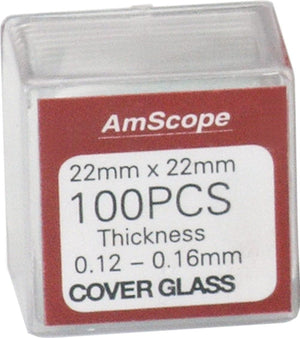 Microscope Slides Cover Slips 22mm x 22mm, Pack of 100