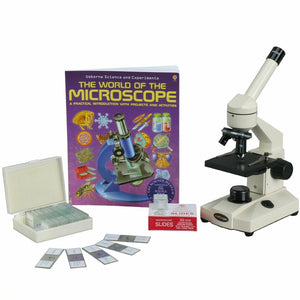 40X-1000X Student Compound Microscope Kit +Prepared & Blank Slides +Book