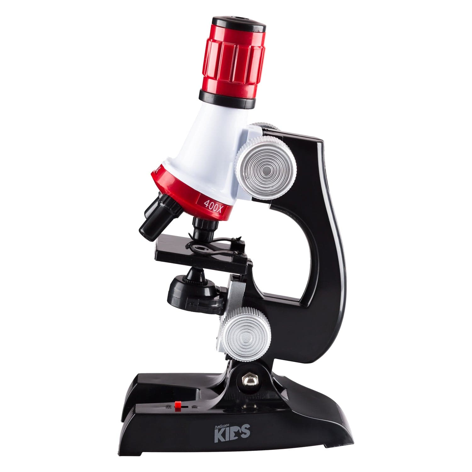 AmScope Kids Beginner Compound Microscope 100X-1200X Magnification LED Toy Set with Slides Preparation Kit and Microscope Book