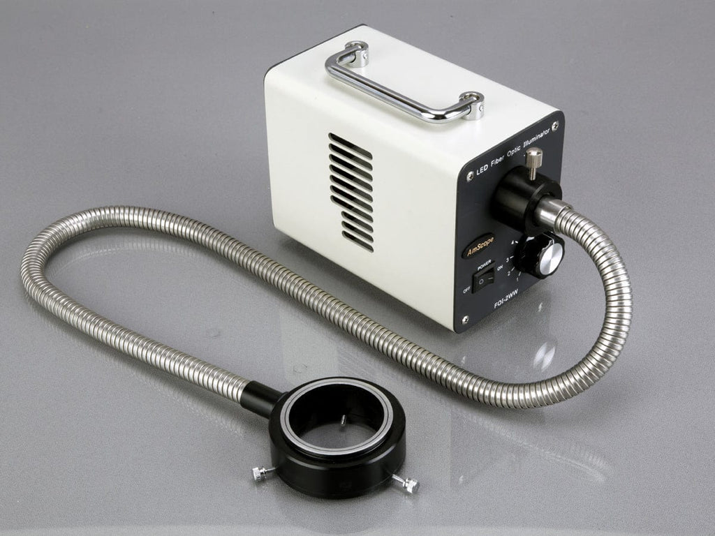 AmScope 20W LED Fiber Optic O-Ring Light Microscope Illuminator ...