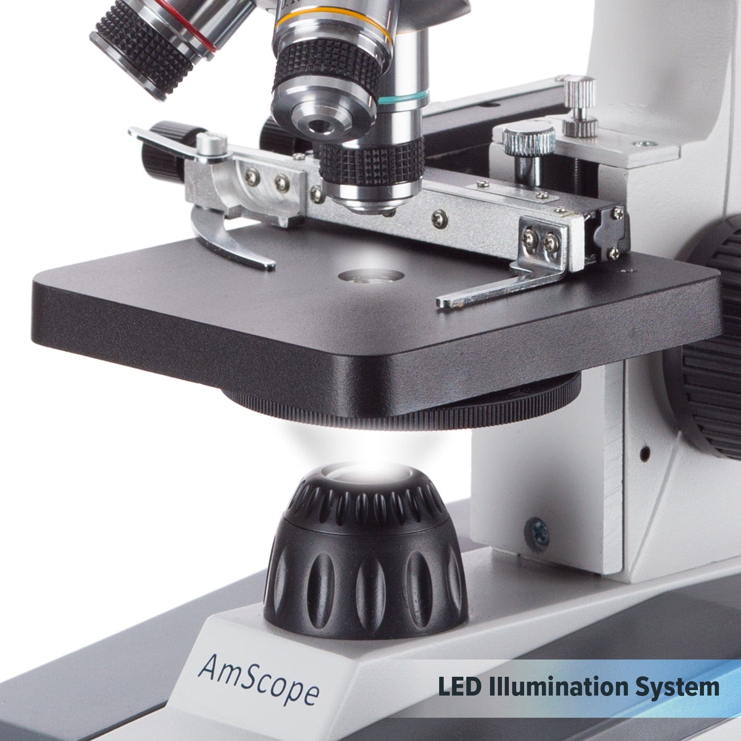 AmScope M150 Series Portable Student Monocular Compound Microscope 40X-1000X Magnification with LED and 25 Prepared Slides