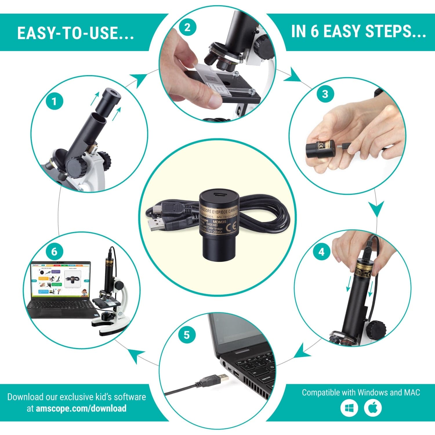 IQCREW by Amscope Kid’s 85+ piece Premium Compound Microscope, Color Camera and Interactive Kid’s Friendly Software Kit New Lower Price