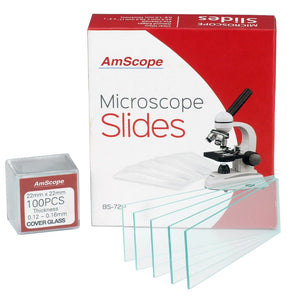 72 Pre-Cleaned Blank Microscope Slides and 100 22x22mm Square Cover Glass