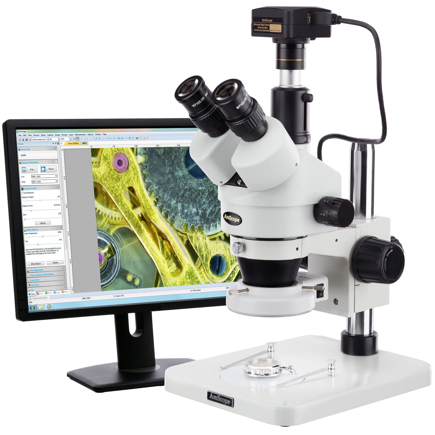 AmScope 3.5X-180X Trinocular Stereo Zoom Microscope