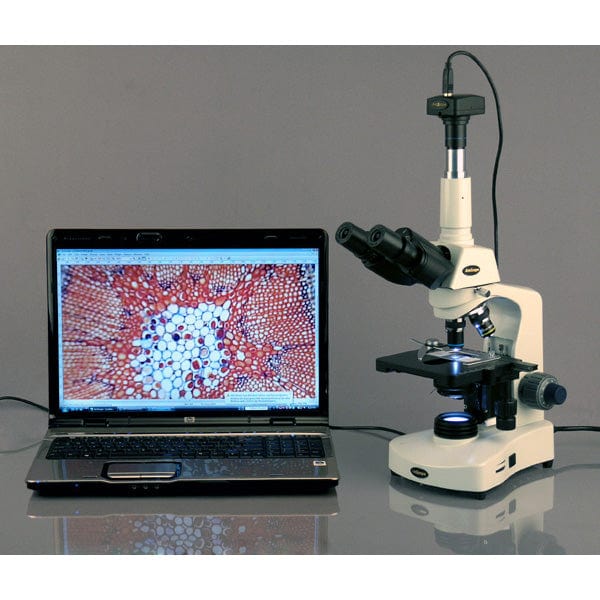 AmScope T340 Series Trinocular Compound Microscope 40X-2000X Magnification with 3W LED, 3D Mechanical Stage