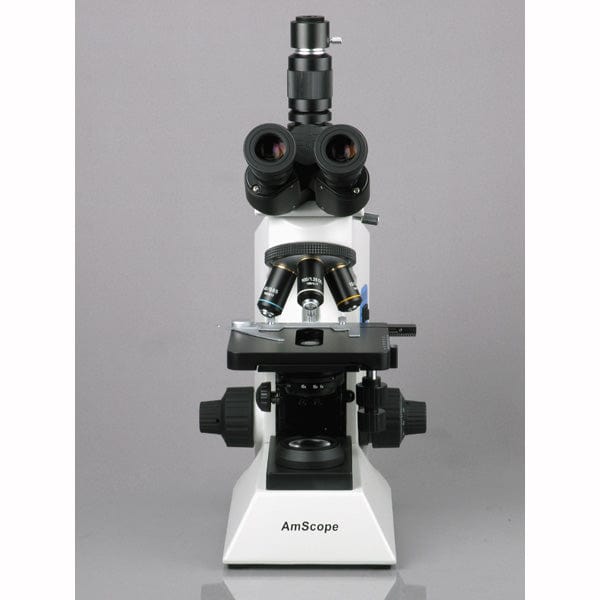 AmScope T580 Series Biological Research Grade Simul-Focal Trinocular Compound Microscope 40X-2000X Magnification with 20W Halogen, 3D Mechanical Stage