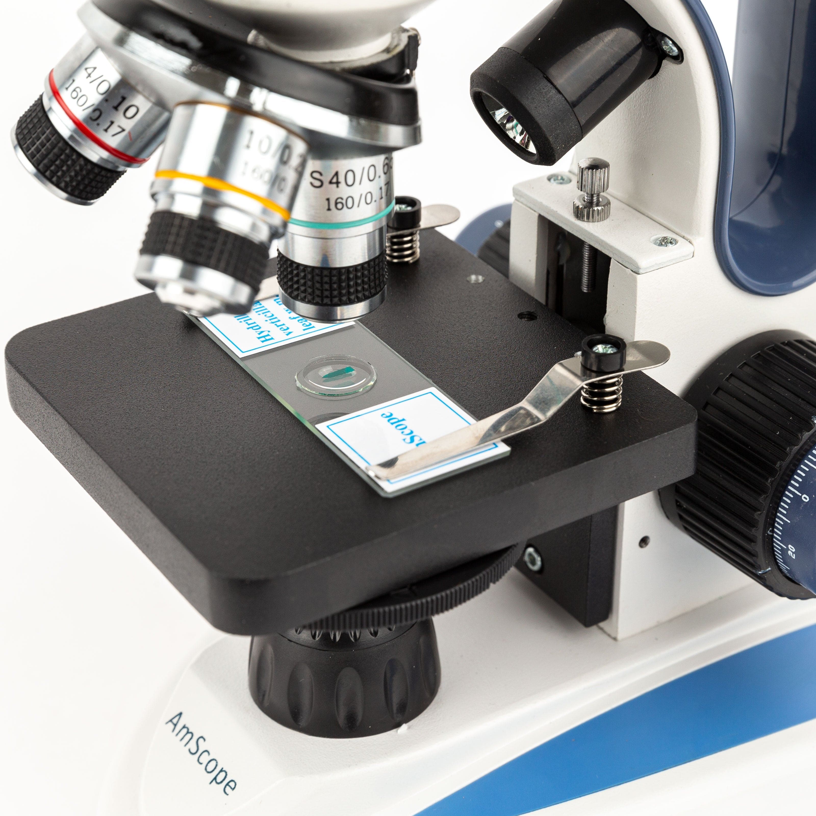 AmScope M158 Series Cordless LED Metal Frame Compound Microscope 40X-1000X Magnification with Course and Fine Focus